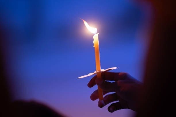 Light candle burning in celebration and spirit meditation
